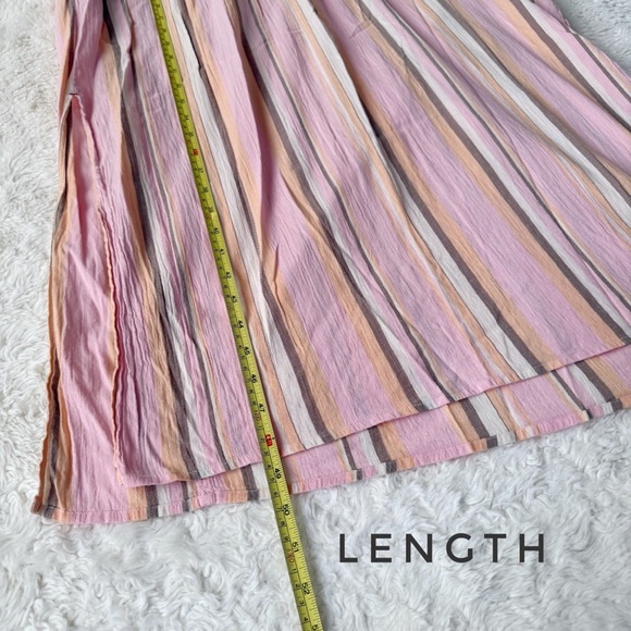 XiRENA Woman Pink Stripe Light Cotton V-Neck Maxi Dress SMALL Boho Chic Coastal - Picture 5 of 7